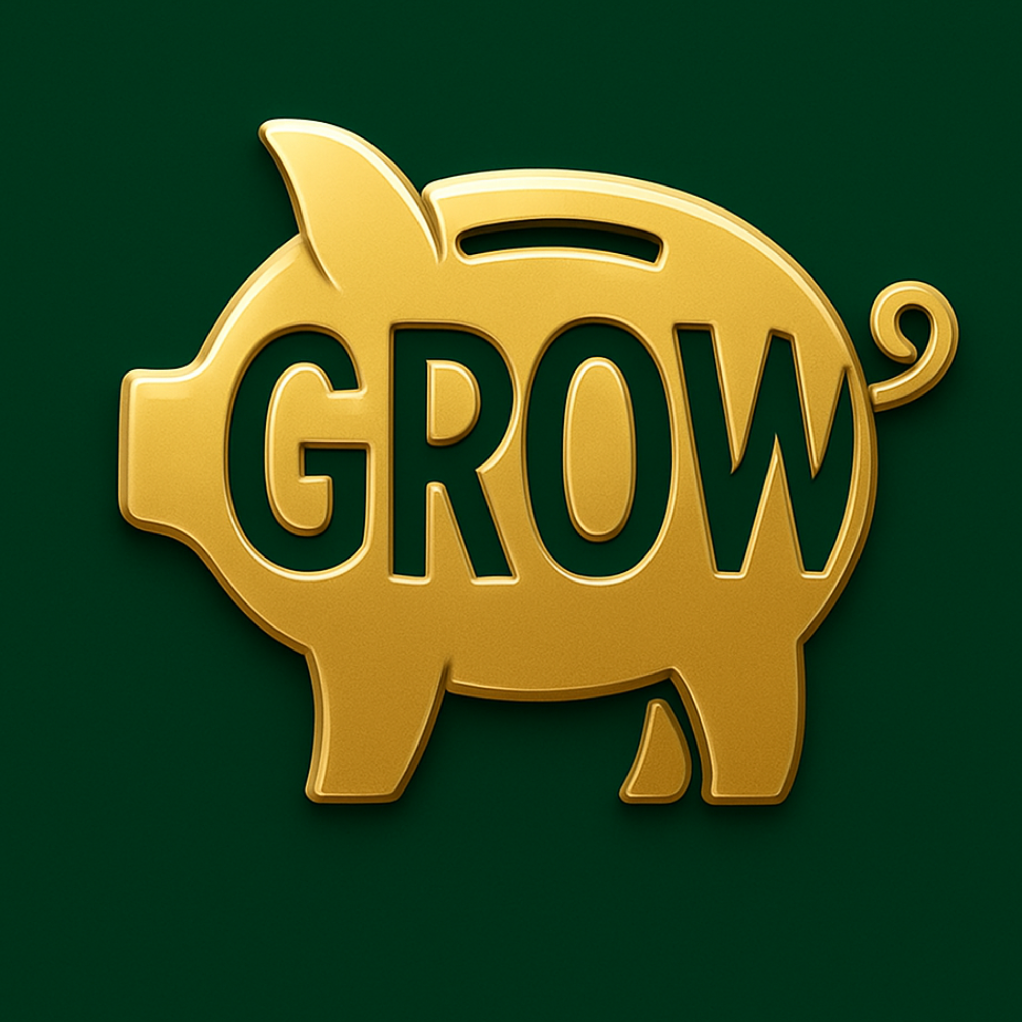 GrowFi — gold piggy bank logo